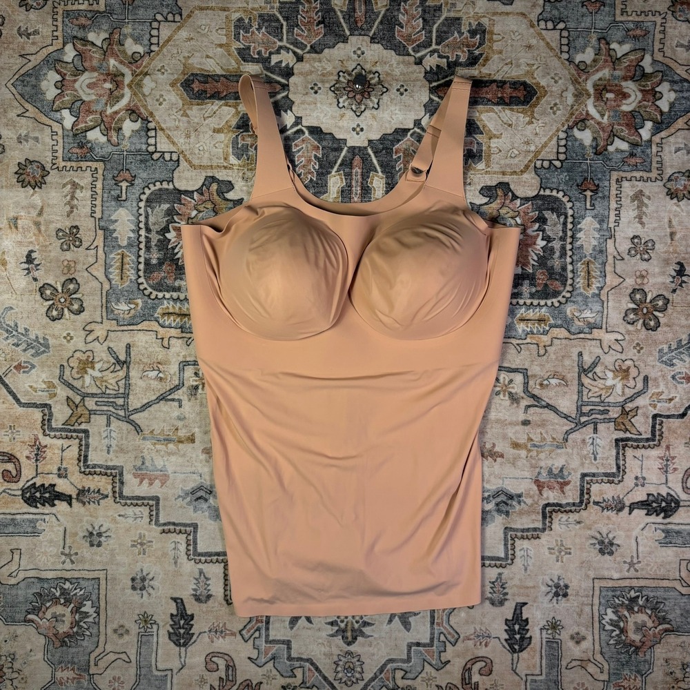 Evelyn Bobbie Structured Scoop Bra Tank Nude Beige Size 3XL Wireless Camisole